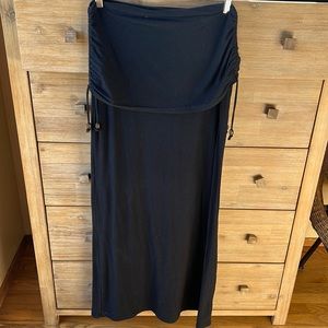 Athleta long form fitting jersey skirt with beaded ties on side